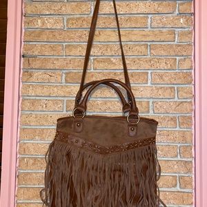 Dark fringe crossbody purse